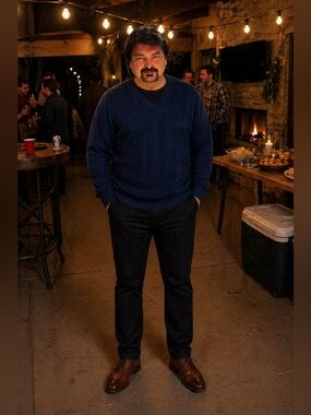 Men’s Dockers V-Neck Sweater Size S Navy Blue Cable Knit Classic